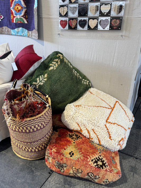 Vintage Moroccan Orange Pouf