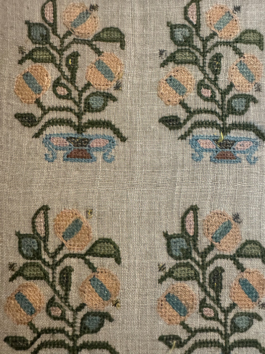 19th Century Ottoman Embroidery, Framed — 10.5"×12"