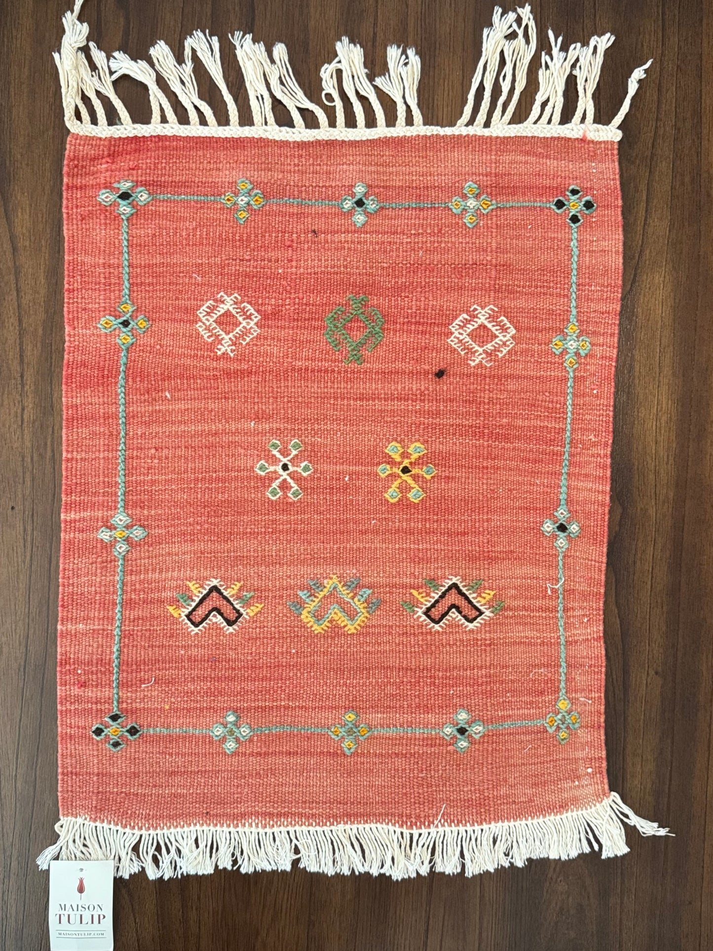 Handmade Moroccan Accent Rug – Pacific Red | 23" × 18"