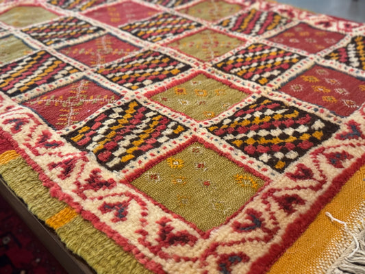 Taznakht Yellow Red Wool Kilim from Morocco