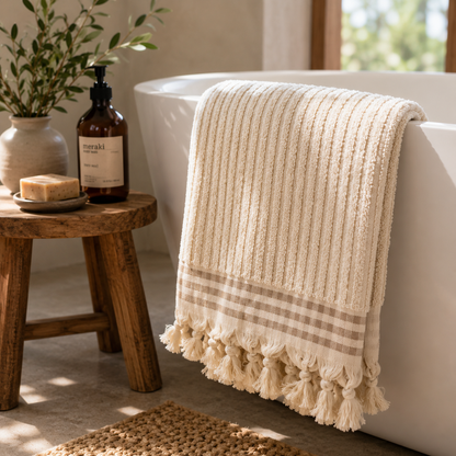 Handwoven Premium Cotton Towels Biege- Spa Style