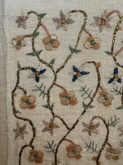 19th Century Ottoman Embroidery, Framed — 11.5"×13"