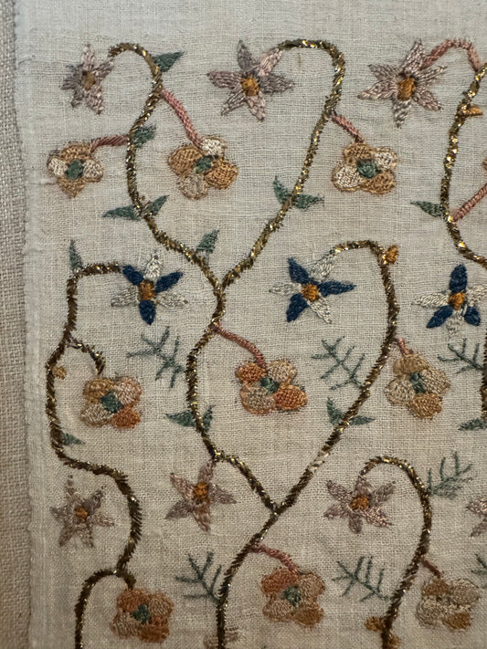 19th Century Ottoman Embroidery, Framed — 11.5"×13"