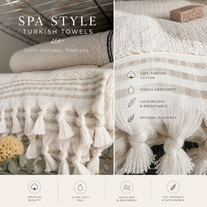 Handwoven Premium Cotton Towels Biege- Spa Style