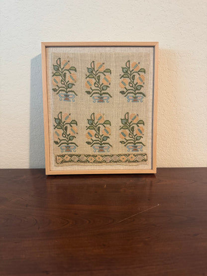 19th Century Ottoman Embroidery, Framed — 10.5"×12"
