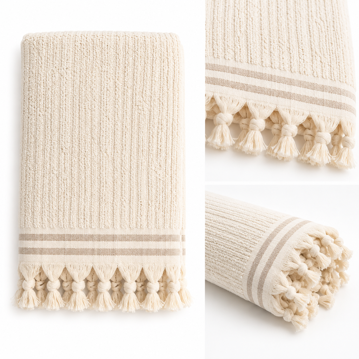Handwoven Premium Cotton Towels Biege- Spa Style