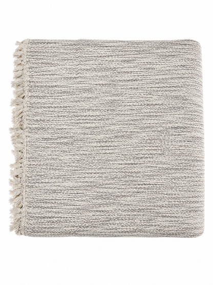 Black Herringbone blanket with tassels on a white background