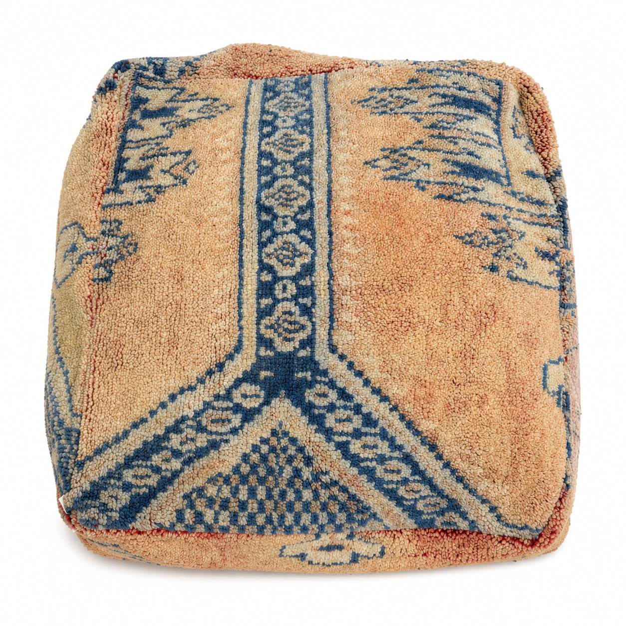 Textile square with geometric pattern on a white background