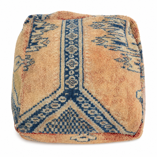 Textile square with geometric pattern on a white background