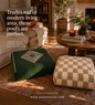 Vintage Moroccan Checked Geometry Pouf