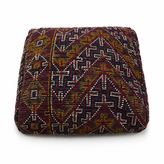 Vintage Moroccan Pouf Red
