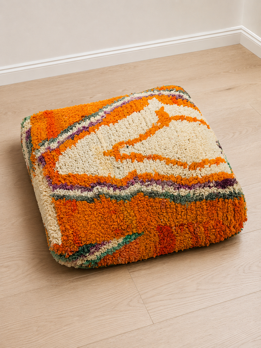 Vintage Moroccan Pouf Colorful