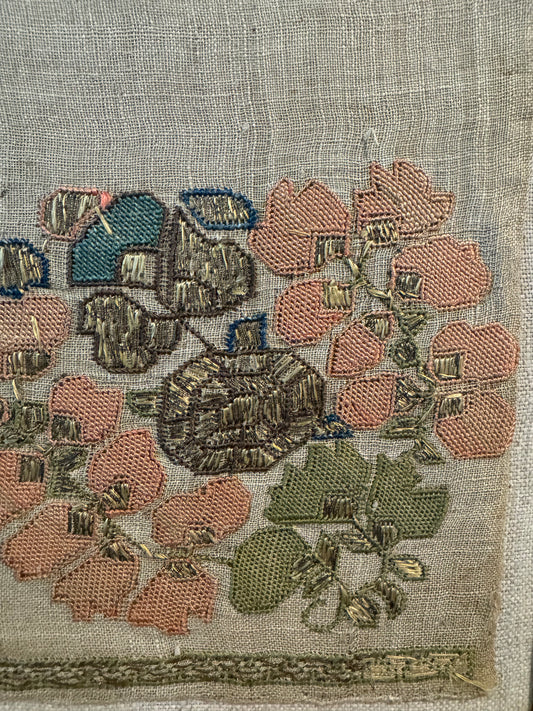 19th Century Ottoman Embroidery, Framed — 10.5"×21"