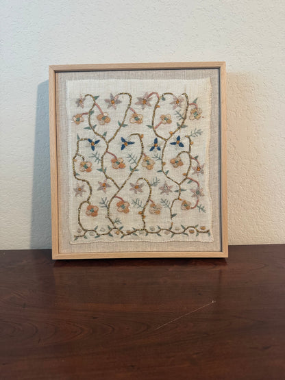 19th Century Ottoman Embroidery, Framed — 11.5"×13"
