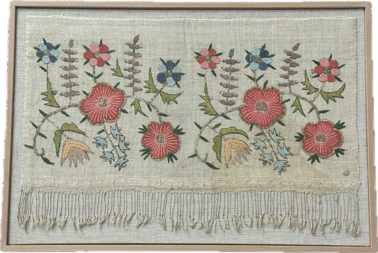 19th Century Ottoman Embroidery, Framed — 13.5"×20"