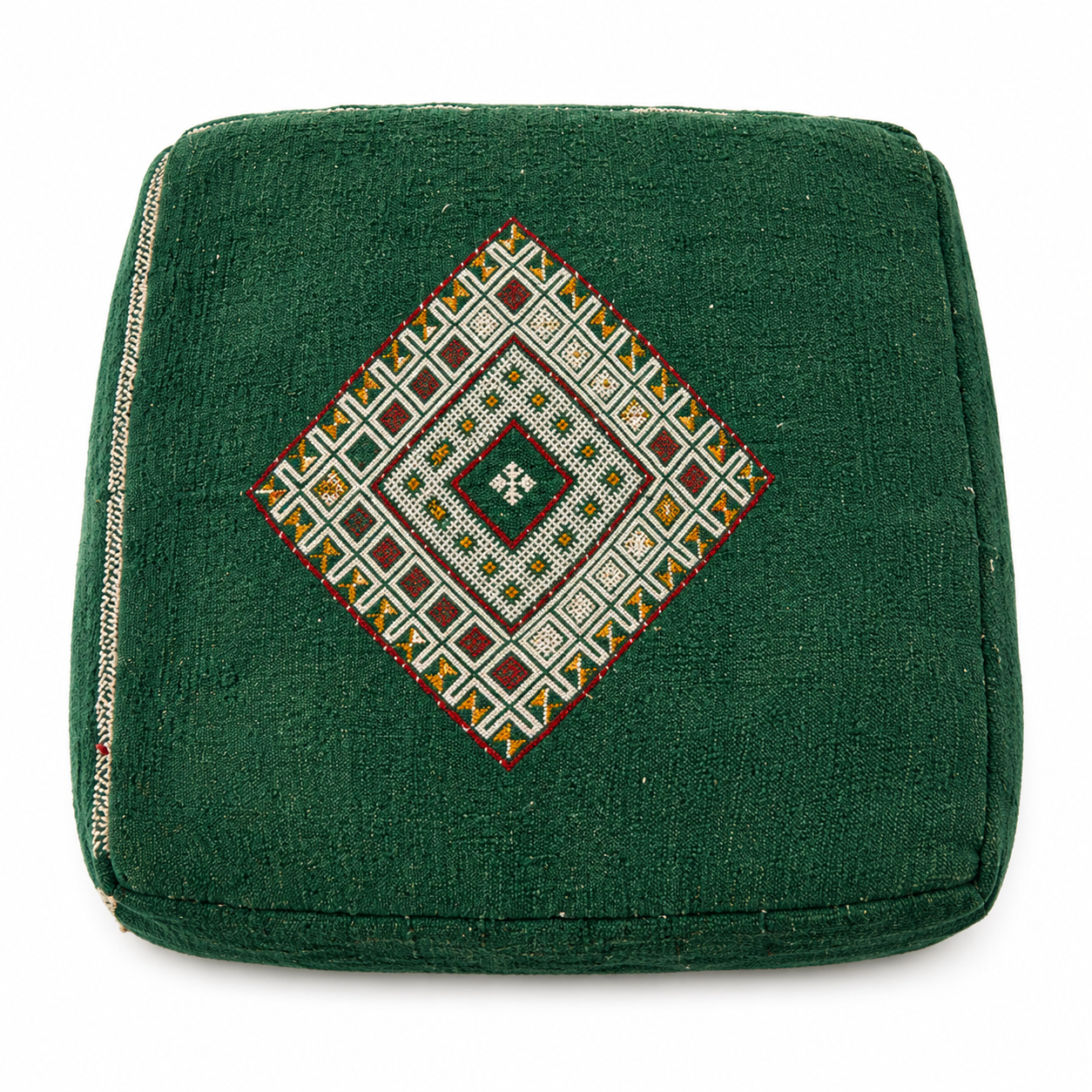Vintage Moroccan Green Pouf Set