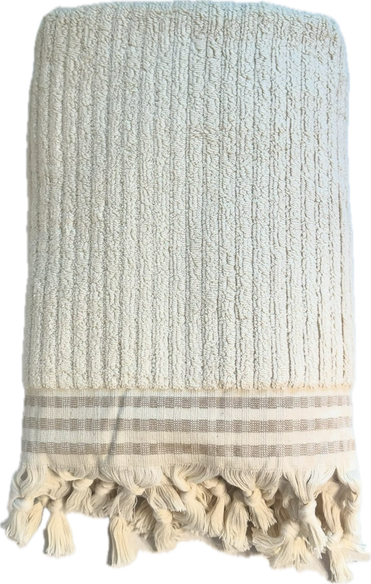 Handwoven Premium Cotton Towels Biege- Spa Style