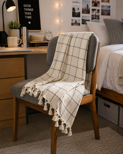 Square Pattern Woven Premium Cotton Throws – Soft Everyday Luxury
