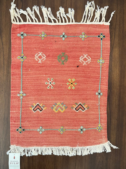Handmade Moroccan Accent Rug – Pacific Red | 23" × 18"