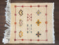 Handmade Moroccan Accent Rug –Beige Berber Geometric Patterns | 22" × 20"