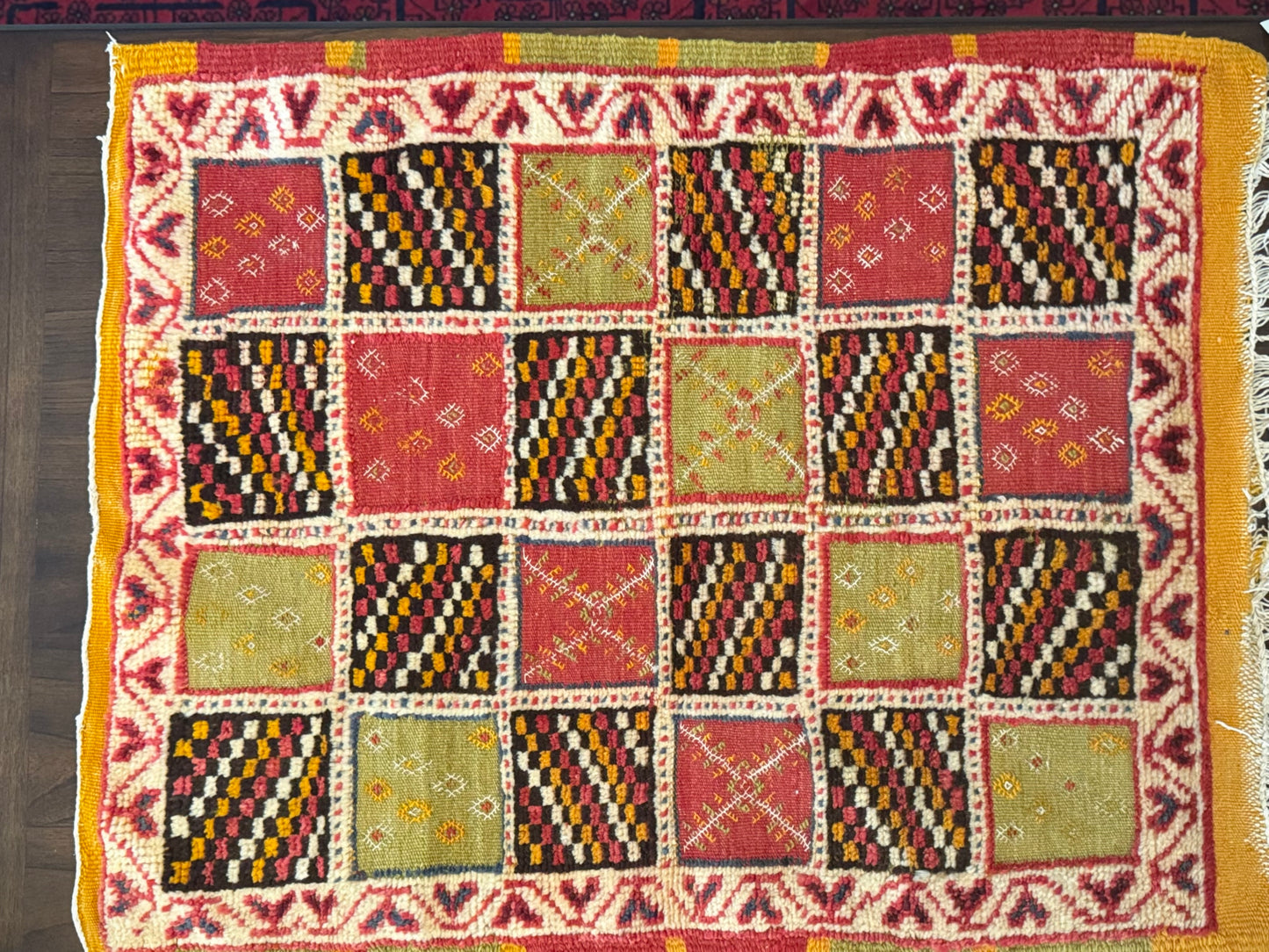 Taznakht Yellow Red  Wool Kilim from Morocco