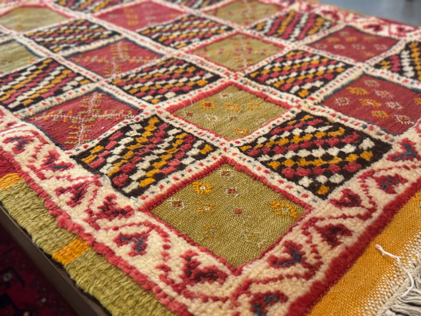 Taznakht Yellow Red  Wool Kilim from Morocco