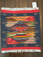 Handmade Moroccan Accent Rug –Blue Red Berber Geometric Patterns | 22" × 20"