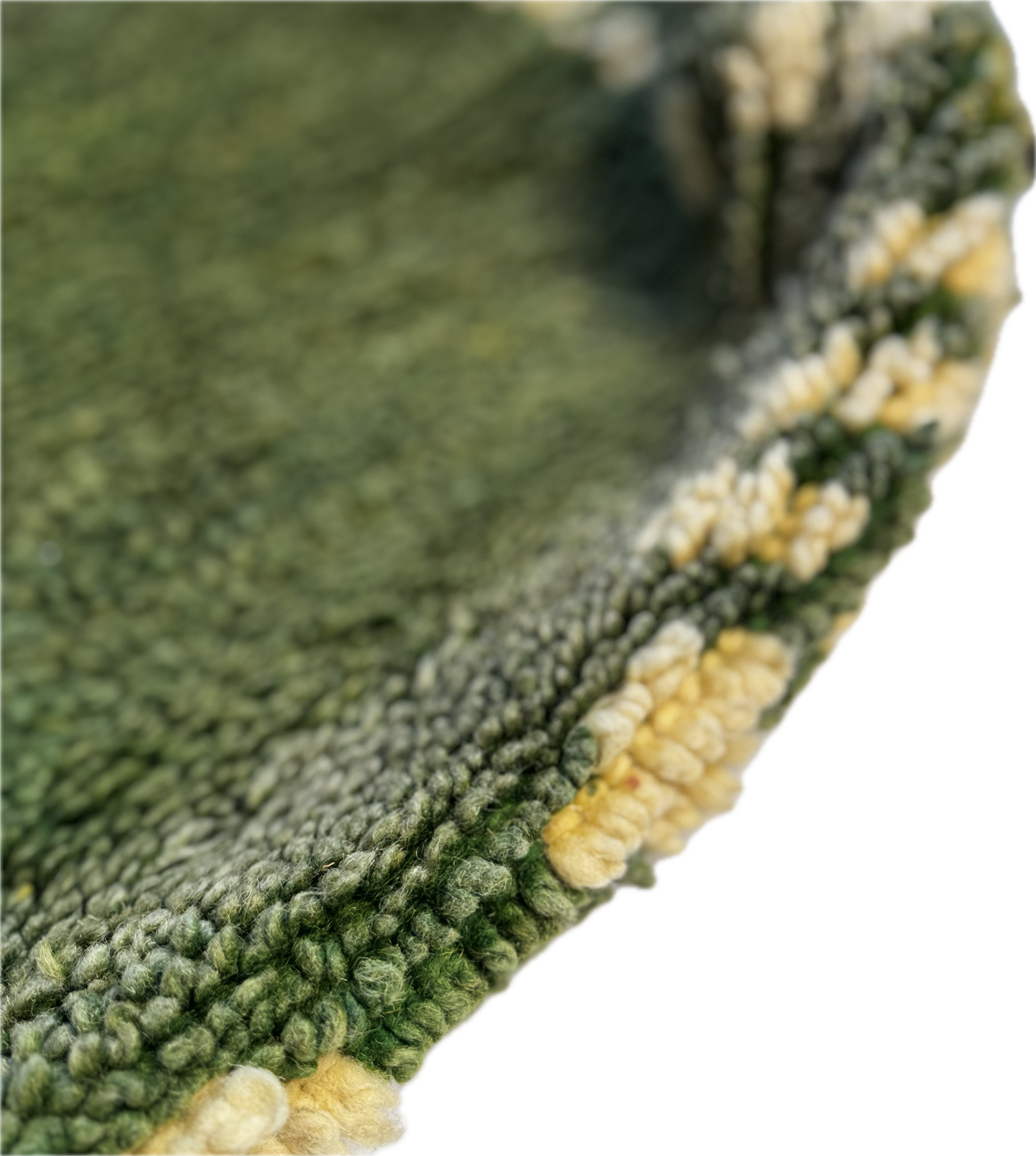 Close-up of a green textured surface with yellowish-brown patterns