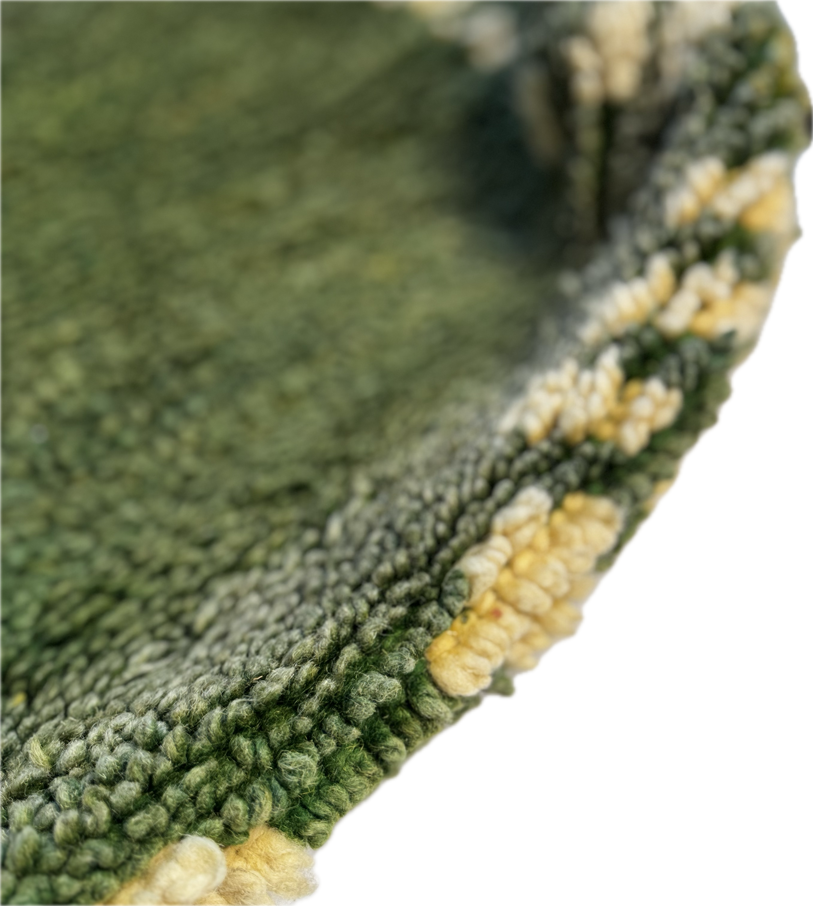 Close-up of a green textured surface with yellowish-brown patterns