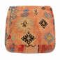 Decorative ottoman with a patterned design on a white background