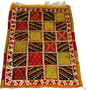 Colorful Taznakht patterned 100% wool kilim with geometric designs on a white background