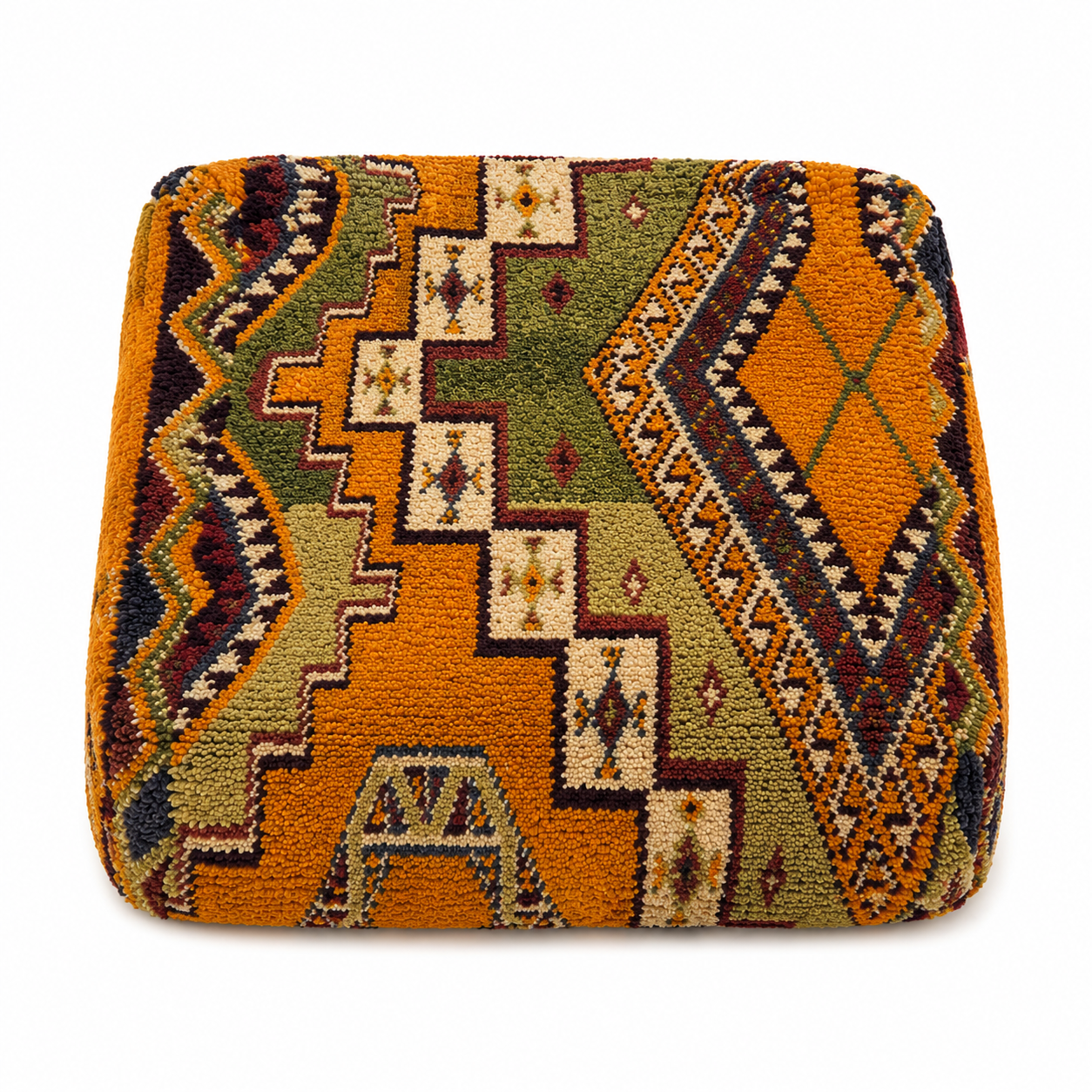 Decorative pillow with geometric pattern on a white background
