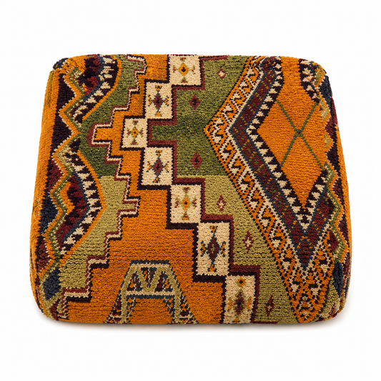 Decorative pillow with geometric pattern on a white background