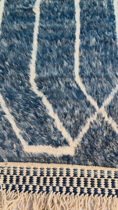 Moroccan Handwoven Blue Wool Kilim